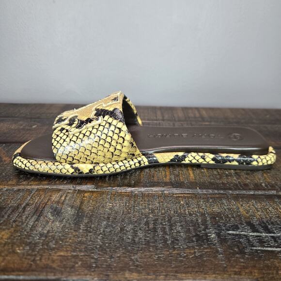 NEW Tory Burch Double T Sport Slides Womens Size 6 Sandals Flip Flops Snakeskin - Picture 6 of 12